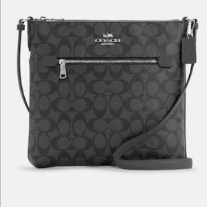 NWT Coach Rowan file bag in signature canvas. Black and gray.